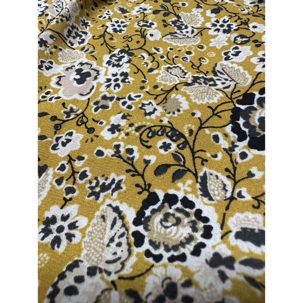 Ann Taylor X-Small Blouse Yellow Floral Long Sleeve V-Neck Boho Chic Cottage - Picture 2 of 9